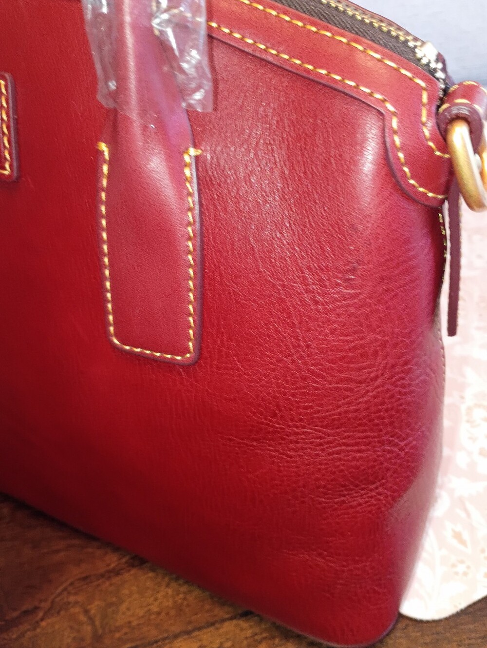 Dooney domed Florentine satchel in Bordeaux - Picture 7 of 17